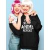 imageTeeStars  Eat Sleep Anime Repeat Women HoodieBlack