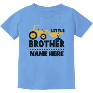 imagePersonalized Little Brother Gift for Tractor Loving Boys Toddler Kids TShirtCalifornia Blue