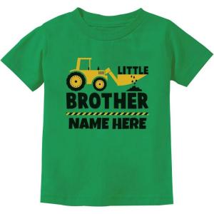 imagePersonalized Little Brother Gift for Tractor Loving Boys Toddler Kids TShirtGreen