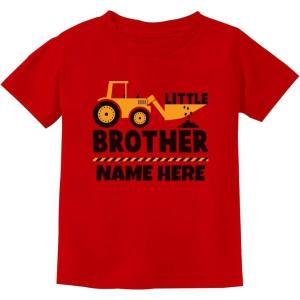imagePersonalized Little Brother Gift for Tractor Loving Boys Toddler Kids TShirtRed