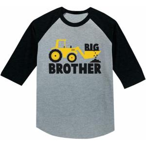 imageTractor Construction Big Brother Shirt Sibling Boys Toddler Kids 34 Sleeve Baseball Jersey TShirtDark Gray