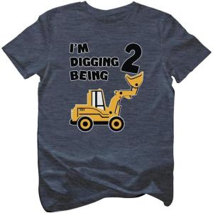 imageTstars Construction Bulldozer Im Digging Being 2 34 Sleeve Baseball Jersey Toddler Kids TShirtHeather Navy
