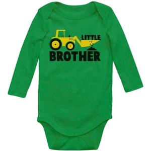 imageTstars Tractor Little Brother Newborn Outfit Baby Boy Infant Long Sleeve BodysuitGreen
