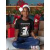 imageTstars Big Trex Santa Ugly Christmas Dinosaur Sweater Style Kids TShirtBlack