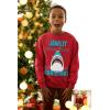 imageTstars Jawlly Santa Shark Ugly Christmas Sweatshirt Tacky Sweater Style Xmas Holiday Sweatshirts for Youth KidsRed