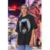 imageTstars Kawaii Cat Eating Ramen Noodle Anime Shirt for Men Women Japanese Manga Unisex Oversized ShirtsBlack