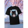imageTstars Kawaii Cat Eating Ramen Noodle Anime Shirt for Men Women Japanese Manga Unisex Oversized ShirtsBlack