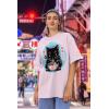 imageTstars Kawaii Cat Eating Ramen Noodle Anime Shirt for Men Women Japanese Manga Unisex Oversized ShirtsPowder Pink