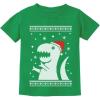 imageTstars Big Trex Santa Ugly Christmas Dinosaur Sweater Style Kids TShirtGreen
