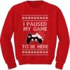 imageTstars Gaming Kids Ugly Christmas Sweatshirt Gifts for Gamers I Paused My Game to Be Here Youth Holiday Xmas SweatshirtsRed