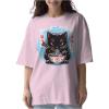 imageTstars Kawaii Cat Eating Ramen Noodle Anime Shirt for Men Women Japanese Manga Unisex Oversized ShirtsPowder Pink