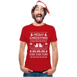 imageTstars  Meeowee Christmas Ugly Sweater  Cute Xmas Party TShirt Large Red