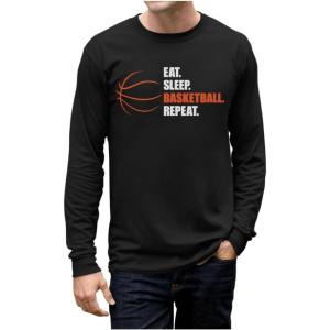 imageTstars Eat Sleep Basketball Shirts for Men Basket Ball Players Fans Long Sleeve TshirtBlack