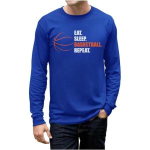 imageTstars Eat Sleep Basketball Shirts for Men Basket Ball Players Fans Long Sleeve TshirtBlue