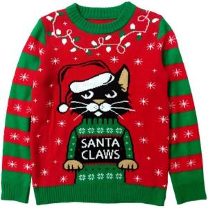imageTstars Funny Cat Kids Ugly Christmas Sweater Youth Girls Boys Santa Claws Holiday Tacky Xmas SweatersMulticolor