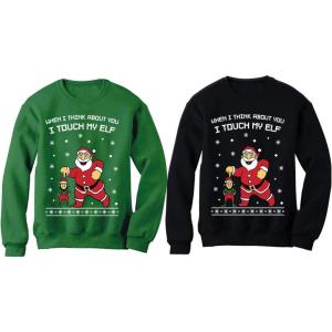 imageTstars Funny Ugly Christmas Matching Sweatshirts for Couples Men Women Pullover Set Men Black SmallWomen Green Small