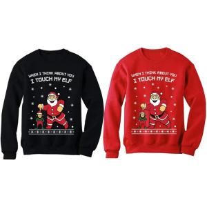 imageTstars Funny Ugly Christmas Matching Sweatshirts for Couples Men Women Pullover Set Men Red SmallWomen Black XXLarge