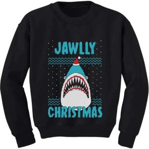 imageTstars Jawlly Santa Shark Ugly Christmas Sweatshirt Tacky Sweater Style Xmas Holiday Sweatshirts for Youth KidsBlack