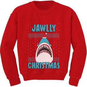 imageTstars Jawlly Santa Shark Ugly Christmas Sweatshirt Tacky Sweater Style Xmas Holiday Sweatshirts for Youth KidsRed