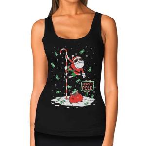 imageTstars Santa North Pole Christmas Tank Top Women Teen Girls Funny Xmas Racerback Tops