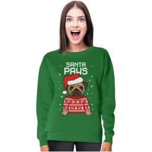 imageTstars Santa Paws Sweatshirt Women Teen Girls Pug Ugly Christmas Sweater StylePaws  Green