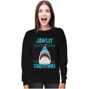 imageTstars Shark Ugly Christmas Sweater Style Women Teen Girls Jawlly Xmas SweatshirtJawlly Shark  Black