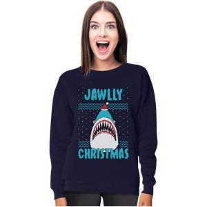 imageTstars Shark Ugly Christmas Sweater Style Women Teen Girls Jawlly Xmas SweatshirtJawlly Shark  Navy
