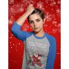 imageTstars I Touch My Elf Ugly Christmas Sweater 34 Women Sleeve Baseball Jersey ShirtBlueGray