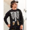 imageTstars Mens Skeleton Beers in Belly Shirt Ribcage Xray Funny Halloween Costume Long Sleeve TShirt for MenBlack