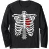 imageSkeleton Rib Cage Heart Xray Halloween Easy Costume Long Sleeve TShirtBlack