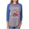 imageTstars I Touch My Elf Ugly Christmas Sweater 34 Women Sleeve Baseball Jersey ShirtBlueGray