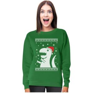 imageTstars Big Trex Santa Sweatshirt Women Teen Girls Ugly Christmas Sweater StyleGreen