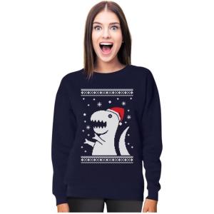 imageTstars Big Trex Santa Sweatshirt Women Teen Girls Ugly Christmas Sweater StyleNavy