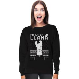 imageTstars Fa La La Llama Ugly Christmas Sweater Funny Xmas Women Sweatshirt Xmas PulloverBlack