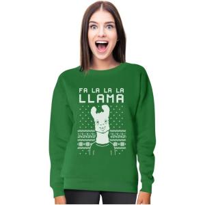 imageTstars Fa La La Llama Ugly Christmas Sweater Funny Xmas Women Sweatshirt Xmas PulloverGreen