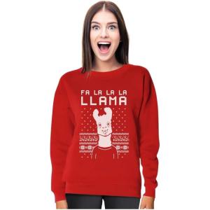 imageTstars Fa La La Llama Ugly Christmas Sweater Funny Xmas Women Sweatshirt Xmas PulloverRed