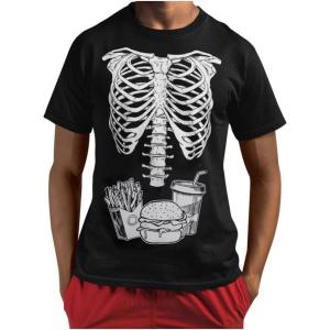 imageTstars Skeleton Junk Food Ribcage Shirt Funny Halloween Costume for Men TShirt TShirtBlack