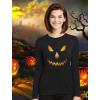 imageTstars Halloween Scary Evil Pumpkin Face Jack O Lantern Womens Long Sleeve TShirtBlack