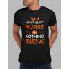 imageTstars Night Shift Nurse Nothing Scares Me Funny Halloween TShirtHeather Dark Gray