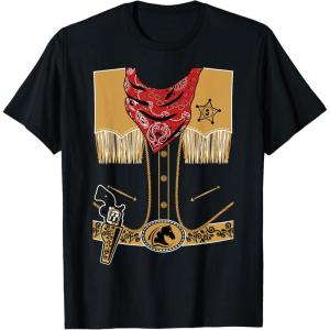 imageCowboy Cowgirl Halloween Easy Costume Outfit TShirtBlack