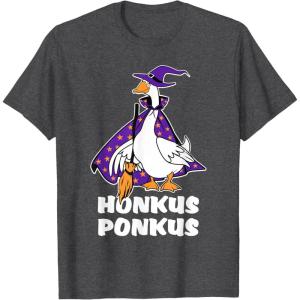 imageHonkus Ponkus Goose Shirt Funny Halloween Costume Witch Hat TShirtDark Heather Grey