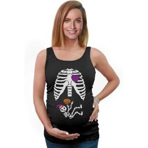 imageTstars Maternity Halloween Pregnant Skeleton Xray Costume Baby Pregnancy Tank Top TunicBlack