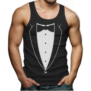 imageTstars Printed Tuxedo Funny Tank Tops for Men Suit with Bow Tie Wedding Bachelor Party Halloween Costume Mens Tux TopBlack