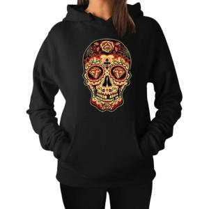 imageTstars Rose Sugar Skull Hoodie Gifts for Women Teen Girls Skulls Sweatshirt HoodiesBlack