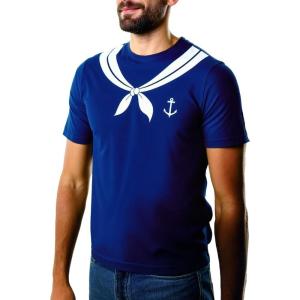 imageTstars Sailor Costume Shirt Men Nautical Theme Captain Navy Anchor Sailors Mens Halloween ShirtsBlue