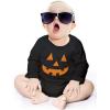 imageTstars Orange Pumpkin Face Jack O Lantern Halloween Baby Long Sleeve BodysuitBlack