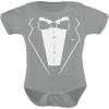 imageTstars Baby Tuxedo with Bow Tie Outfit Halloween Wedding Costume Tux Suit Bowtie Newborn Boy Girl Funny Infant BodysuitGray