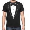 imageTstars Printed Tuxedo Shirts for Men Suit with Bow Tie Funny Wedding Bachelor Party Halloween Costume Mens Tux ShirtBlack