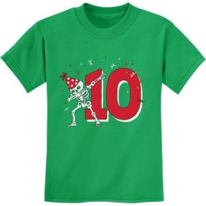 imageTstars  Dabbing Skeleton 10th Birthday Tenth Year Dab Youth Kids TShirtGreen