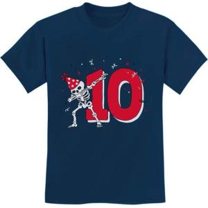 imageTstars  Dabbing Skeleton 10th Birthday Tenth Year Dab Youth Kids TShirtNavy